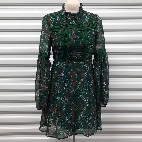 Free Generation Juniors Boho Dress Size Small Green Mini - Picture 7 of 7